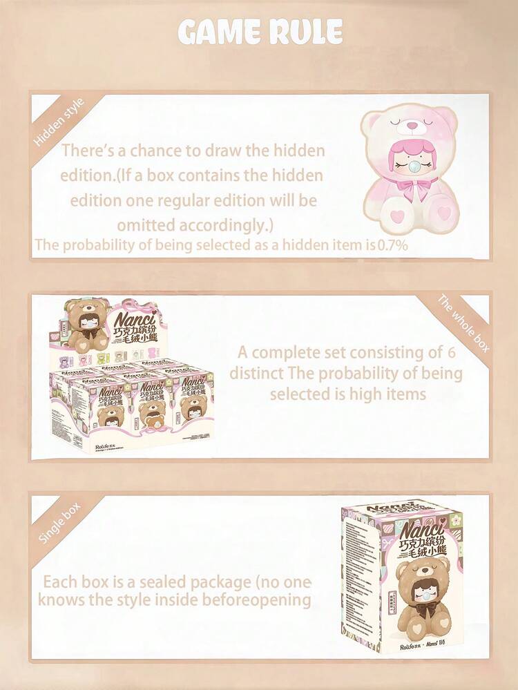 POKOJA LAND POKOJA LAND 盲盒（非毛绒填充）一款可爱的熊主题盲盒玩具，可收藏的卡通人物雕像，包含6款常规款式和1款隐藏惊喜。适合桌面摆件、家居装饰和旅行伴侣。是馈赠亲朋好友的绝佳节日礼物。 - 潮玩盲盒 - 查看 5