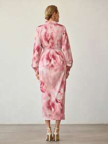MOTF PREMIUM ELEGANT FLORAL PRINT DRESS, SPRING/SUMMER - Pink - View 3