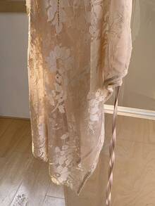 Dazy Plus Elastic Waist Lace Layered Versatile Sheer Skirt - Khaki - View 8