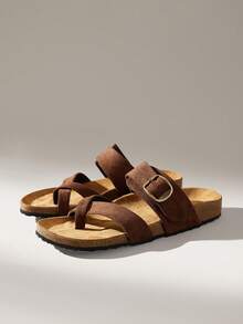 Solecia 女士休闲搭扣平底凉鞋，夏季百搭 - 咖啡棕 - 查看 2