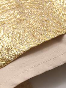 DAZY Textured Waist Cinching Midi Dress For Women, Vacation - Gold - View 3