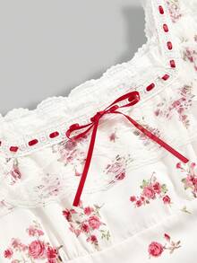 Sweetness 甜美浪漫红色碎花长裙 - 彩色 - 查看 3