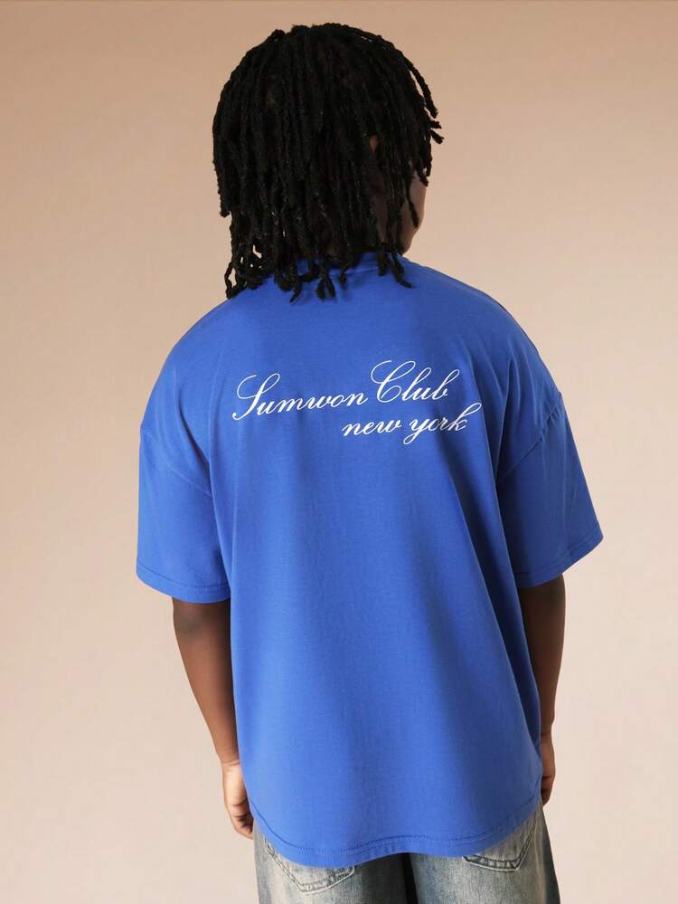 Script Print Short Sleeve Crew Neck T-Shirt
