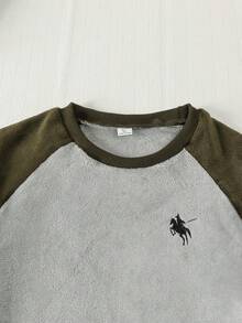 2 peças/Conjunto Roupas de Moletom Casual para Adolescentes Masculinos, Top com Manga Raglan e Contraste de Cor e Calça, Outono/Inverno - Multicolorido - Visão 7