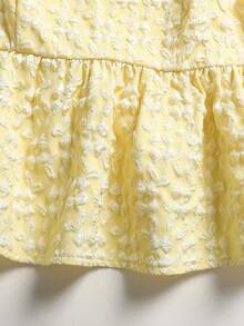 SHEIN Teen Girls' Casual Vacation Textured Cream Yellow Camisole And Pants Set, Summer - Yellow - View 5