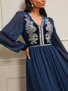 Lilora Women's Elegant Sequins Embroidered Dress - Blue - View 6