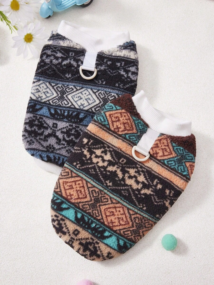 PETSIN Autumn/Winter Plush Velvet Pet Vest & Hoodie – Soft Warm Sweater With Traction Buckle For Dogs, Cats & Small Animals, Indoor/Outdoor Wear