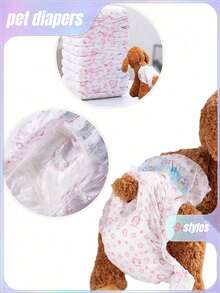 10pcs Disposable Pet Dog Diapers, Female Dog Physiological Pants, Anti-Side Leakage Diapers, Clean, Dry, Ultra-Thin, Strong Water Absorption, Suitable For Pet Dog Incontinence, Urination Training, And Preventing Stray Dogs From Mating - Multicolor - View 1