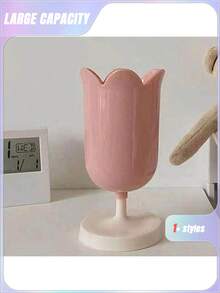 SHEIN Tulip Pen Holder Girl Heart Pen Holder Makeup Brush Storage Bucket Back To School - Multicolor - View 3