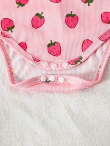 SHEIN 3pcs Baby Girls' Cute & Fruit And Sunflower Pattern Knitted Bodysuit, Suitable For Vacation And Casual Daily Wear, Summer - Multicolor - View 9