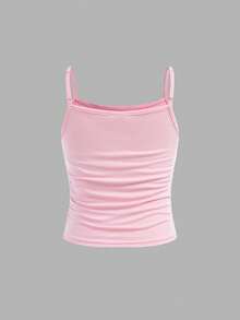 SHEIN Girlism 3件套 少女修身休闲运动吊带背心基础款上衣 - 粉色 - 查看 8