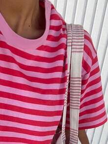 SHEIN Áo thun tay ngắn cổ tròn dáng rộng in kỹ thuật số - Nhiều màu - Xem 3