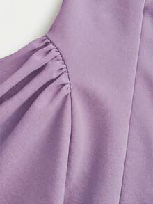 Firerie Kids Tween Girls Elegant & Cute Square Neck A-Line Patchwork Dress With Large Bow Back - Mauve Purple - View 4