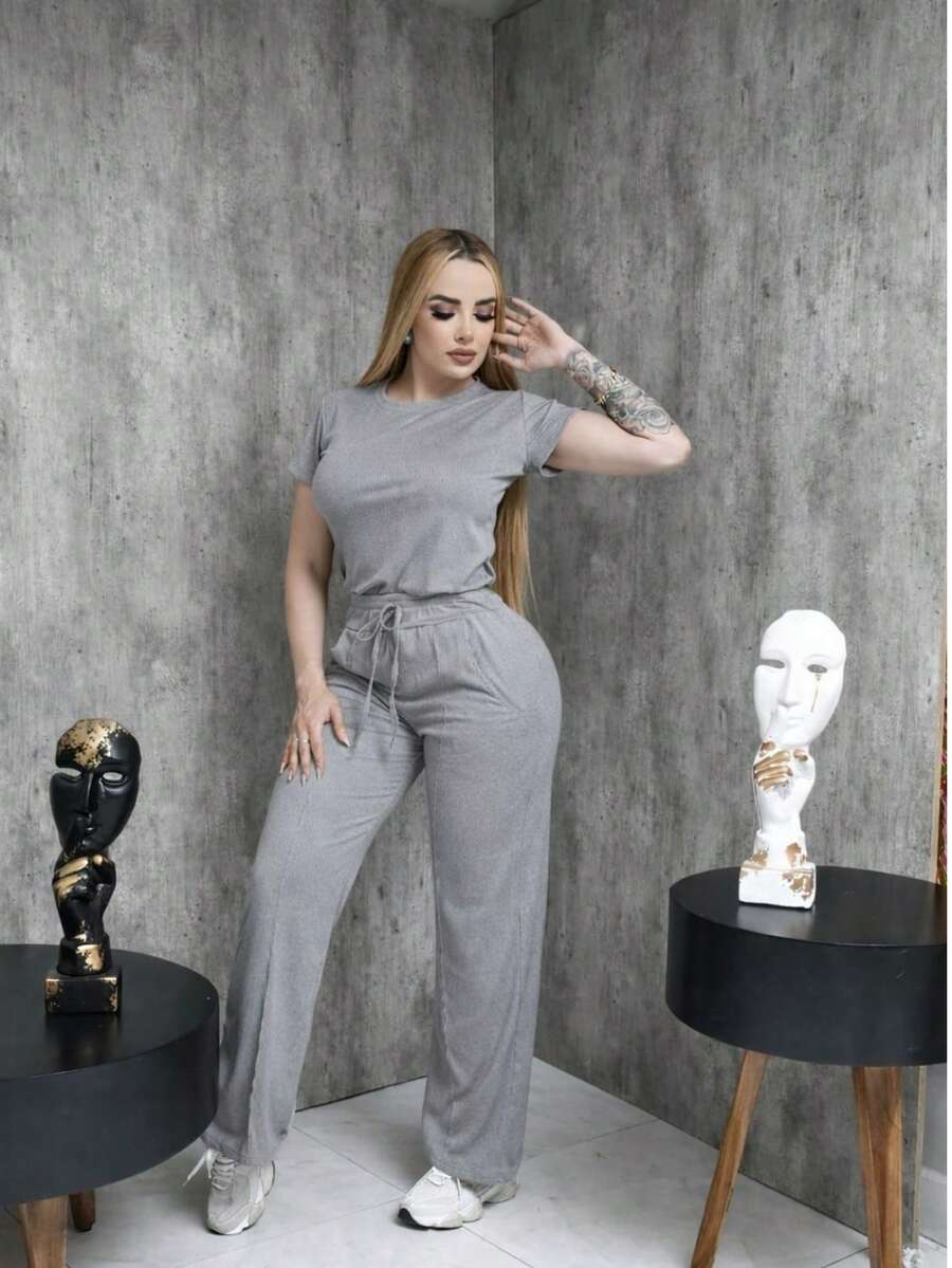 Pants With Line + Short
Capped Screen, Comfortable - Grey - View 1