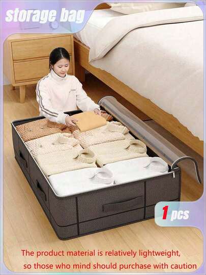 SHEIN 1PC Bedroom Storage Gods, Large-Capacity Bedding Organizer, Multi-Functional Storage Bag Under The Bed, Clothing Storage Bag, Simple Home Organization Good Helper, Make Your Space Well Organized, Fabric Folding Storage Box, Space Magician, Convenient Access, Seasonal Worry-Free.,Boho Vibes