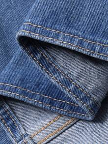 DAZY Women's Lapel Short Washed Denim Casual Jacket - Medium Wash - View 7