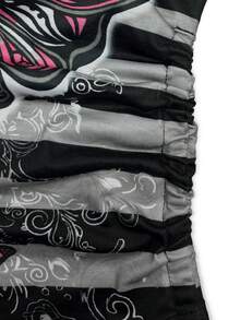 Noixe Summer Casual Striped Butterfly Print Tube Top - Multicolor - View 3