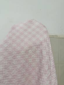 SHEIN Summer Pink Plaid Print Textured Ruffle V-Neck Camisole Nightgown - Baby Pink - View 7