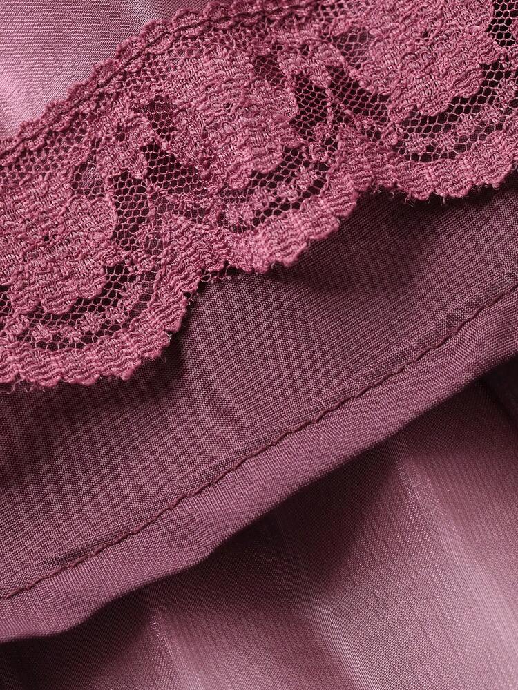 Women's Elastic Waist Elegant Lace Patchwork Pleated Maxi Skirt