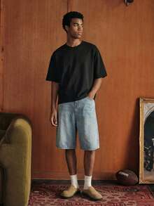 SWAVVY 男士时尚黑色贴花刺绣长袖T恤 - 黑色 - 查看 5