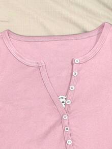 Glimmora 1pc Women Slim Fit Long Sleeve 2 In 1 T-Shirt - Pink - View 4