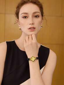 MOTF 金色菱形金珠美甲女士手表 - 黑色 - 查看 7