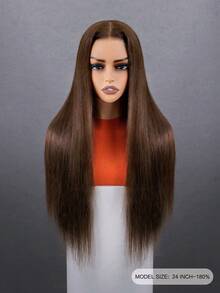 9am Hair Store 即戴即用免胶假发 棕色直发 6x4 拉链式预剪蕾丝前假发 180% 16-28 英寸预拔毛发际线真人发 日常佩戴 丝滑礼物 即戴即用免胶假发 真人发 节日必备 编织式免胶前额假发 免胶配件 振动器 免费赠品