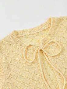 Franclia 女士基本款时尚简约通勤蝴蝶结肩带开衫度假沙滩夏季外套 - 黃色 - 查看 7