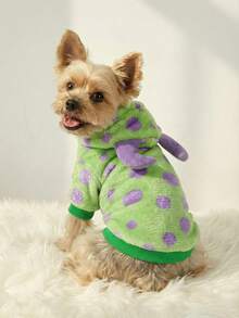 PETSIN 1pc Polka Dot Fleece Monster Costume Hoodie For Pets - Multicolor - View 3