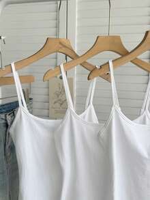 Tseoso 3 件套休闲修身女式吊带背心，95% 纯棉，适合夏季，复古，可爱夏季上衣，柔软女孩，夏季外出单品，居家，返校，秋季女装，百搭， - 彩色 - 查看 7