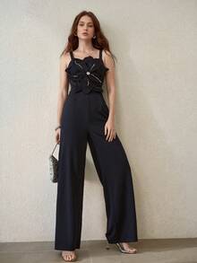 MOTF PREMIUM 女士3D立体花卉褶皱连体裤 - 藏蓝色 - 查看 5