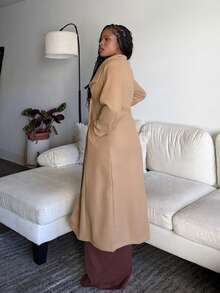 Tyla Gomez 大翻領雙排釦花呢外套 - 卡其色 - 查看 3