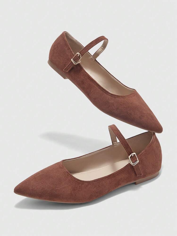 CUCCOO BIZCHIC Women's Pointed Toe Buckle Design Casual Everyday Commute Versatile Flat Shoes Spring Shoes