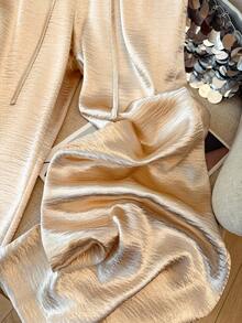 Franclia Romantic Vacation Outdoor Daily Wear Versatile Casual Elegant Classic Fashionable Relaxed Vacation Style Charming Urban Business Office Commute Valentine's Day Date Party Beach Loose Drawstring Waist Women's Pants - Champagne - View 5