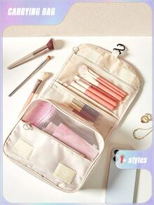 SHEIN 1PC Multi-Functional Hanging Makeup Bag, Storage Bag, Large Capacity, Convenient To Carry Christmas For Holiday Gift Giving,Boho Vibes - Beige - View 4