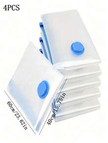 4 pièces Sac de rangement sous vide, sac économiseur d'espace convenant pour les vêtements, matelas, couvertures, couettes, oreillers, couettes, voyages et déménagements. Organisateur pour la chambre à coucher, le rangement à la maison, pour les t-shirts blancs pour femmes, les pantalons noirs pour femmes, les vêtements d'hiver pour dames, les robes, les vêtements d'hiver pour dames - Transparent - Voir 3