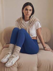 Anewsta 藏蓝色高腰提臀健身紧身裤，收腹跑步瑜伽裤（女款） - 藍色 - 查看 3