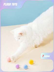 PETSIN CAT Pom-Poms Launcher Toys, Random Color Cat Pom-Poms Self-Hi ToysThe Product Image Has A Method Of Use,Consumables Pet Interactive Launch Pom-Poms Toy Gun 1pc - Multicolor - View 8
