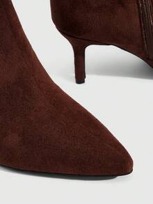 Daringsoles Women's Sexy Pointed Side Zipper Autumn And Winter Boots Suede Brown American Booties Commuter Booties Women's Naked Boots - Coffee Brown - View 5