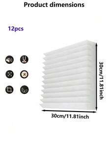 12/24 Pieces Of 12 * 12 * 1 Inch Elastic Sound Insulation Foam Board, Suitable For Room And Music Room Wall Decoration And Sound Absorption, Decoration Sticker Peeling Wallboard, Wallpaper, Wallpaper, Spring Decoration Items, Make Your Home A New Look, Holiday Decoration Sticker Gift Birthday Graduation - White - View 9