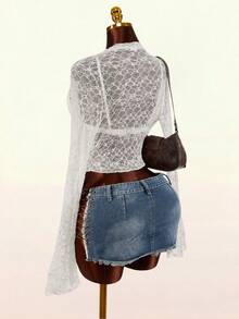 Amplova 2件套浪漫春假低胸吊带背心和蕾丝边女士内衣上衣 - 白色 - 查看 6