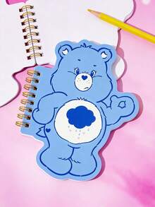 SHEIN X Care Bears 1pc Cute Cartoon Cheer Bear Shaped Portable Spiral Notebook, 80 Pages 40 Sheets Blank Inner Pages, Suitable For Learning, Writing, Drawing, Suitable For Students And Women - Blue - View 3