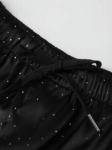 GlowEve Women's Polka Dot Print Drawstring Waist Casual Pants - Black - View 3