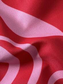 Swim Mod 两件套女士甜美可爱露背吊带比基尼上衣和常规三角比基尼泳裤套装，夏季度假 - 玫紅色 - 查看 6