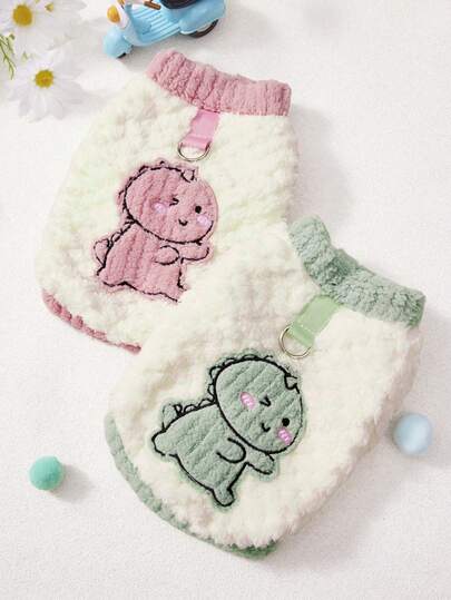 PETSIN Autumn/Winter Plush Velvet Pet Vest & Hoodie – Soft Warm Sweater With Traction Buckle For Dogs, Cats & Small Animals, Indoor/Outdoor Wear