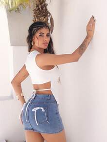 Rayane Ketlyn Backless Crisscross Sexy Bodycon Sleeveless White Tank Top - White - View 4