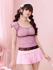 ROMWE Avant Vintage Sweetheart Polka Dot Fitted Blouse - Multicolor - View 4