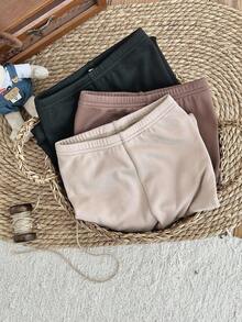 LMoss Kids Conjunto de 3 Peças de Leggings Casuais Ajustadas de Cor Sólida Young Girl LMoss, Leggings, Calças Leggings Chiques para Outono/Inverno, Inverno, Leggings, Calças de Inverno, Leggings Quentes para o Outono - Multicolorido - Visão 6