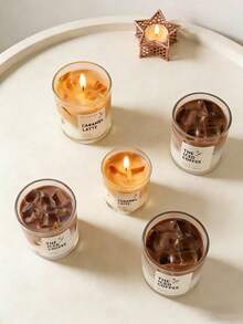 1PC, Coffee Cup Shaped Jelly Candle (Iced Coffee/Caramel Latte) - Long Lasting Plant Fragrance, (Relaxing In Living Room/Bedroom) Candlestick Suitable | Home Decoration, Ramadan/Valentine's Day/Carnival/Easter/Party Gift, Wedding Accessories, Coffee Enthusiast Exclusive Gift, Suitable For Both Men And Women - Multicolor - View 3