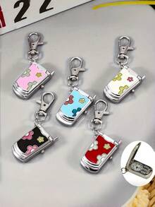 Joivida Cartoon Flip Phone Pendant Watch Student Portable Pocket Watch School Bag Keychain Ornament - multicolor - View 3